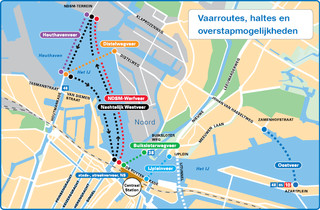 Map of Amsterdam ferry GVB network