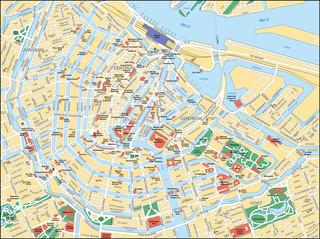 Tourist map of Amsterdam attractions, sightseeing, museums, sites, sights, monuments and landmarks