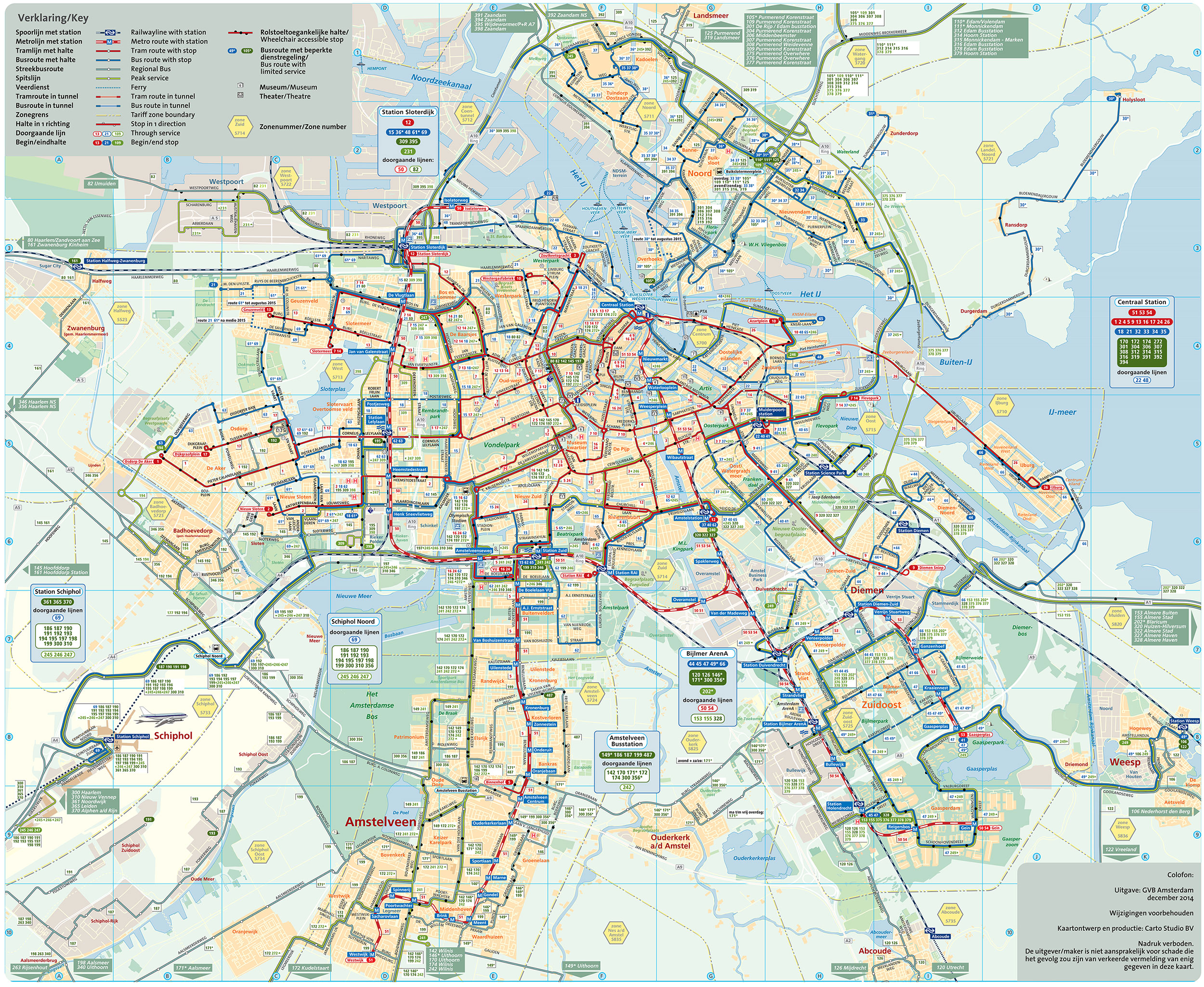 amsterdam carte transport Map of Amsterdam bus & night bus: stations & lines